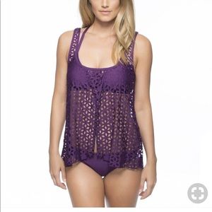 Luxe by Lisa Vogel BLACK Wrap 2 Piece Swim Top 14